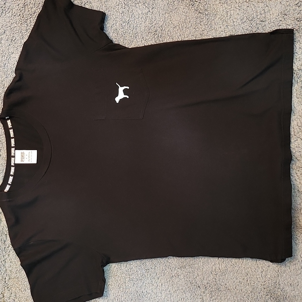 VICTORIA'S SECRET PINK BOYFRIEND DOG TEE BLACK SZ M